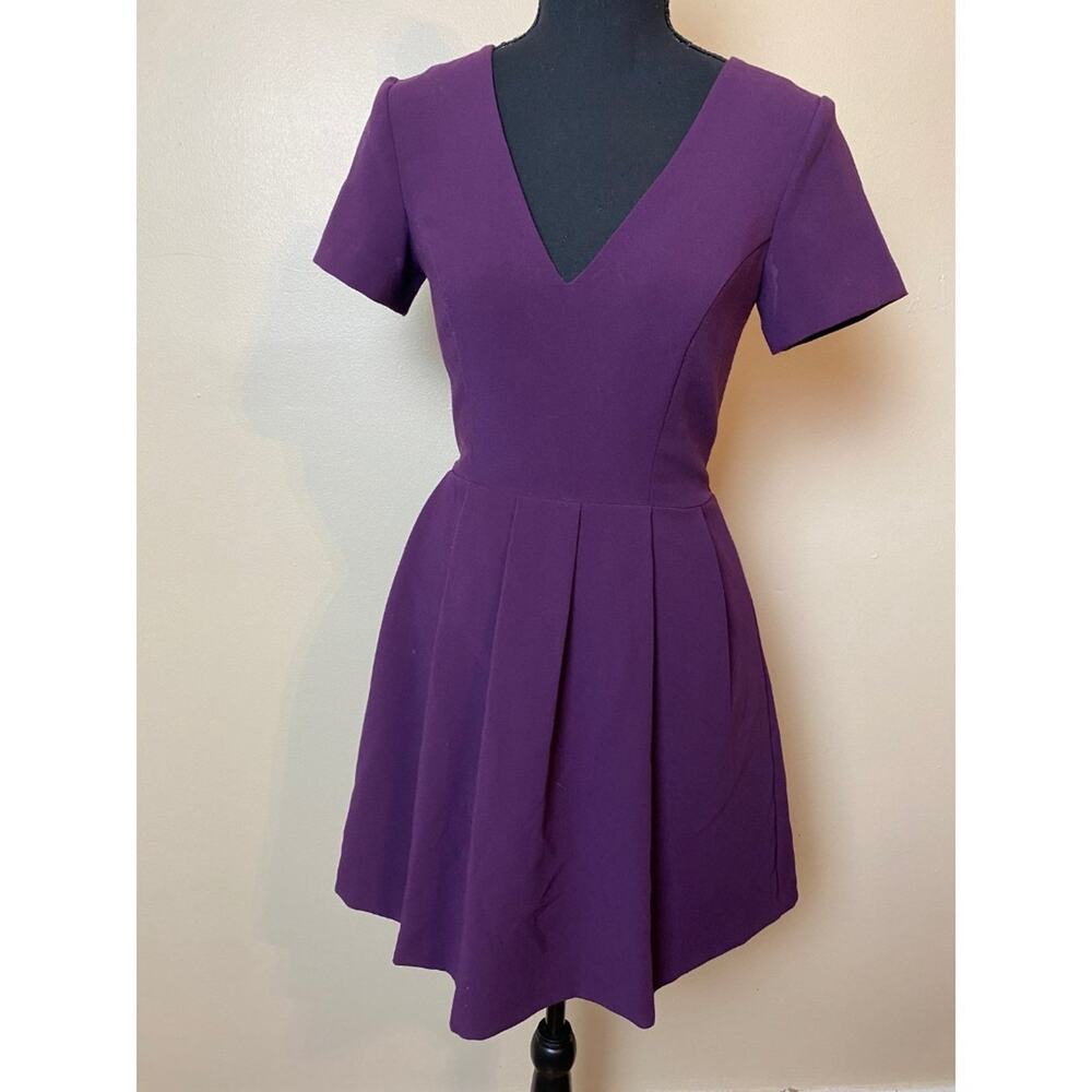 asos design purple v-neck mini dress size 4 small